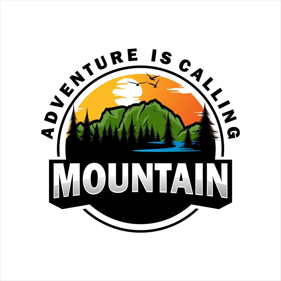 ilustración de vector de diseño de logotipo de montaña, aventura al aire libre