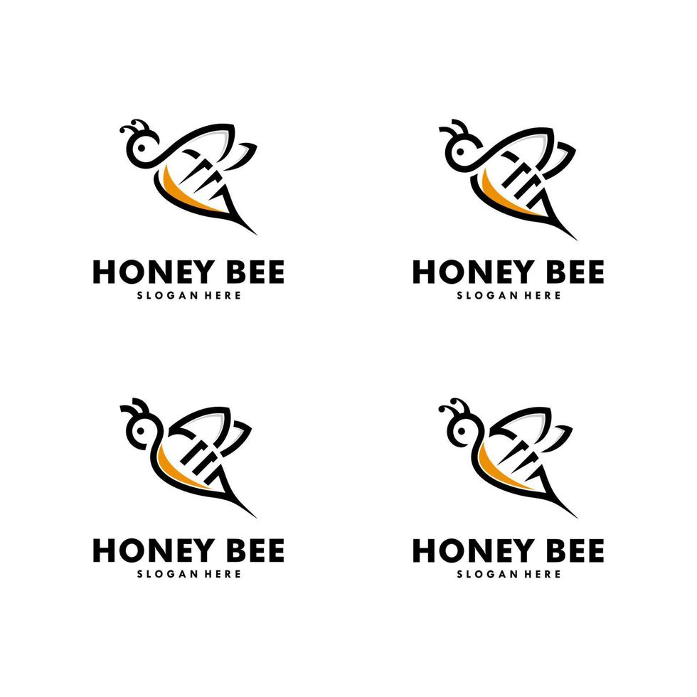 Set of honey bee concepts logo design template vector