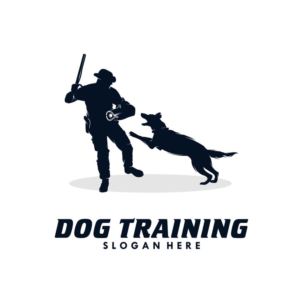 un hombre perro entrenamiento vector logo diseño