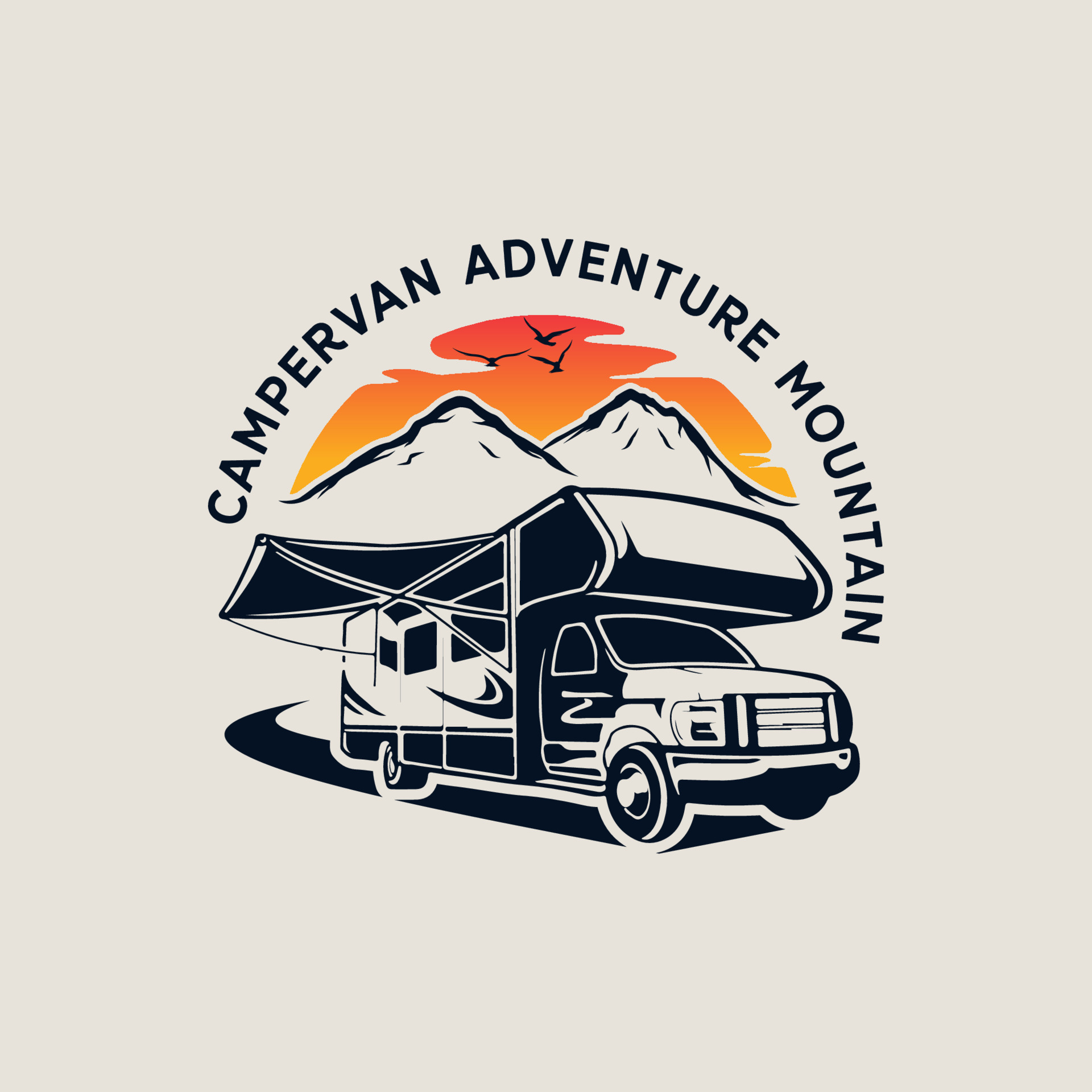 Camper van adventure mountain logo design 17227115 Vector Art at Vecteezy