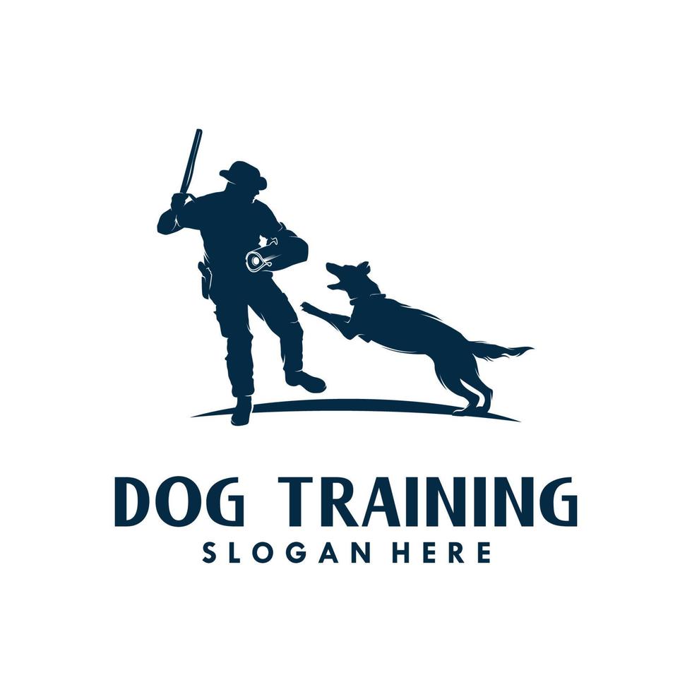 a man dog training vector logo design