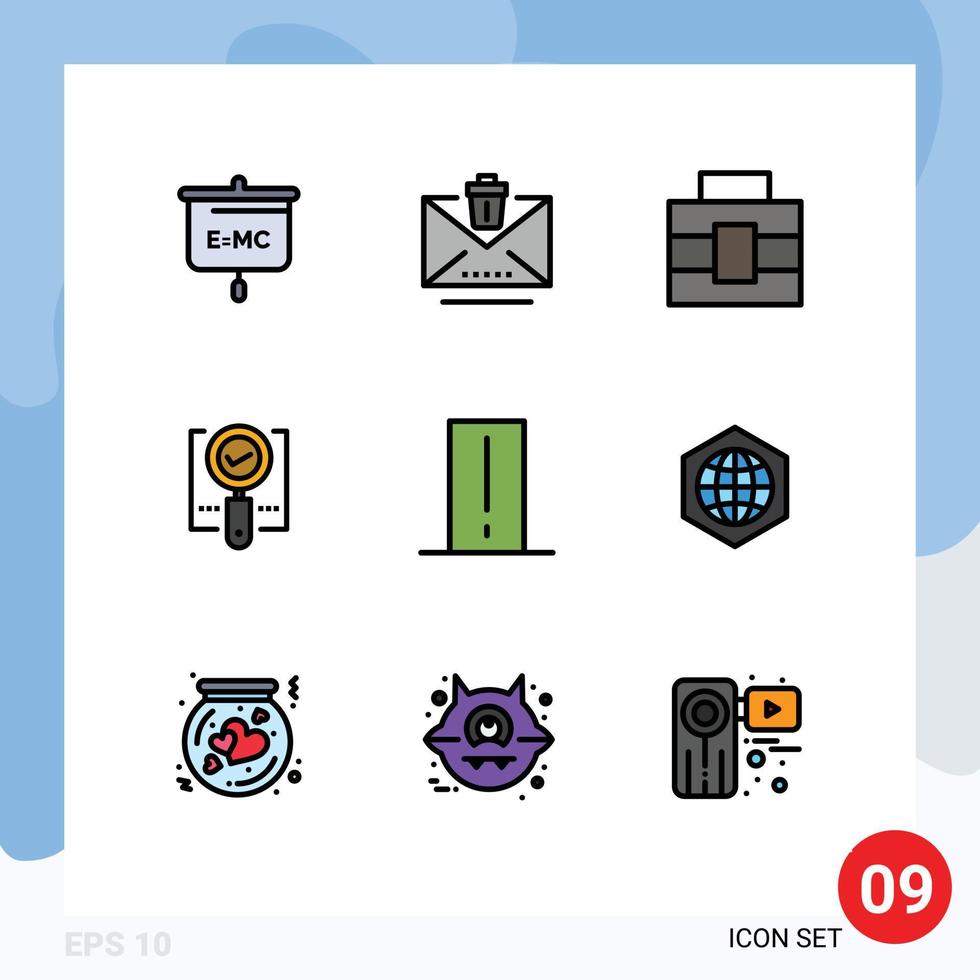 Stock Vector Icon Pack of 9 Line Signs and Symbols for device search briefcase ok find Editable Vector Design Elements