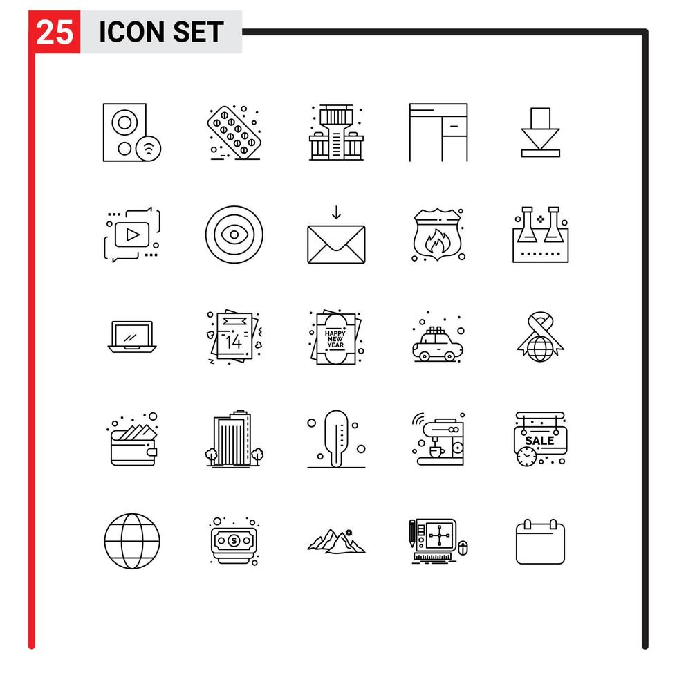 Modern Set of 25 Lines and symbols such as dawn office tablet interior desk Editable Vector Design Elements