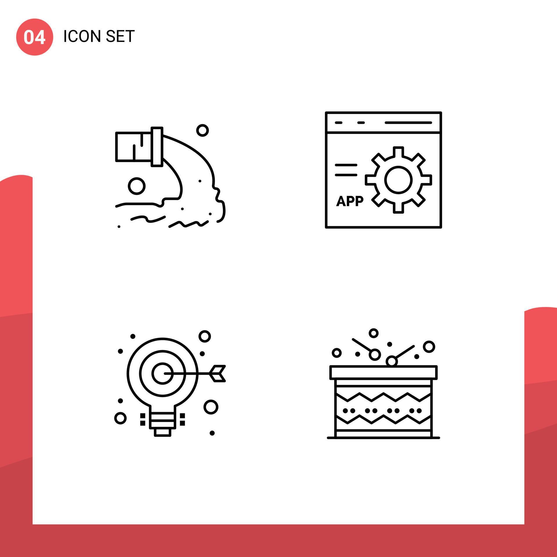 Stock Vector Icon Pack of 4 Line Signs and Symbols for pipe programming ...