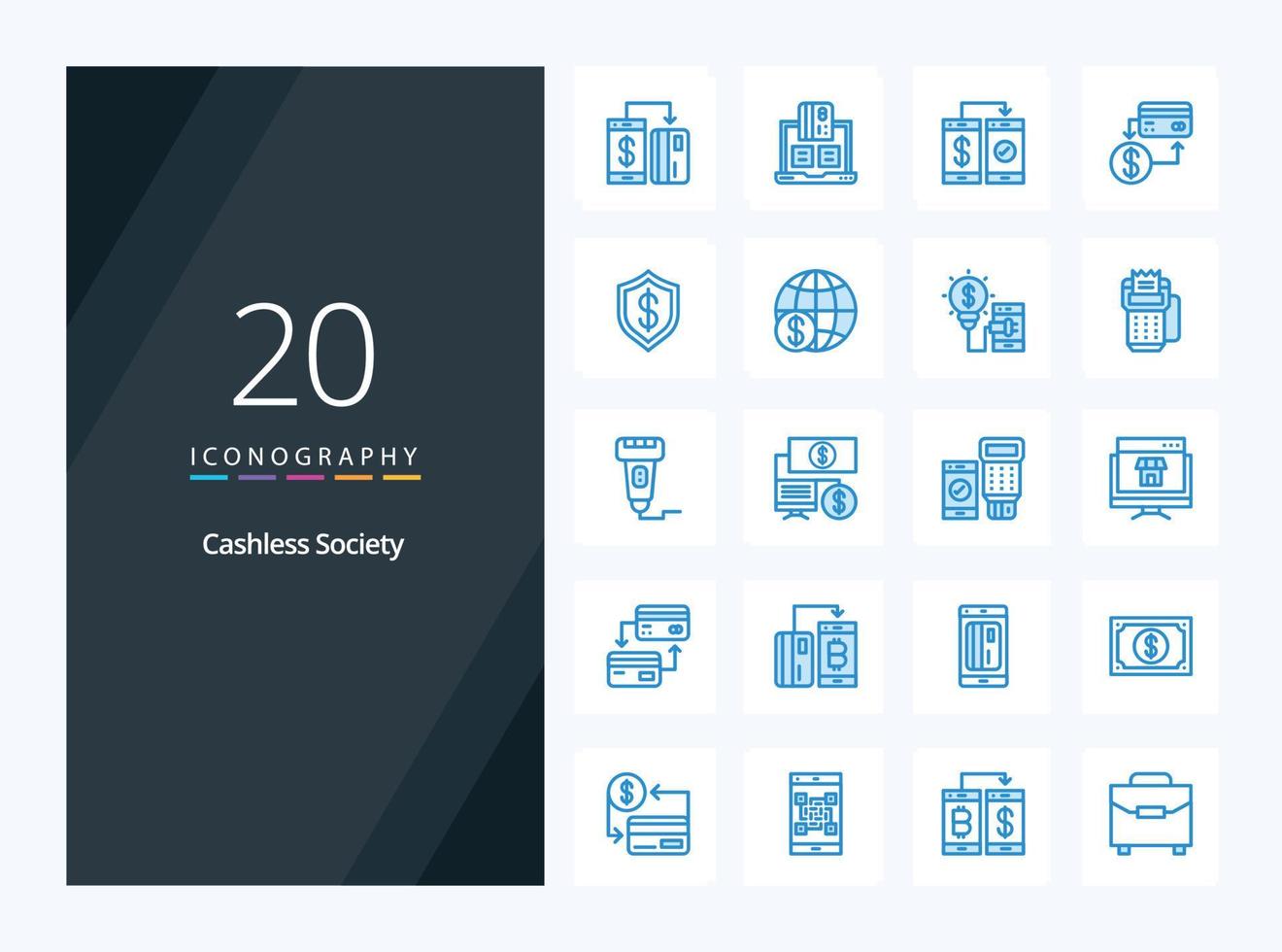 20 Cashless Society Blue Color icon for presentation vector