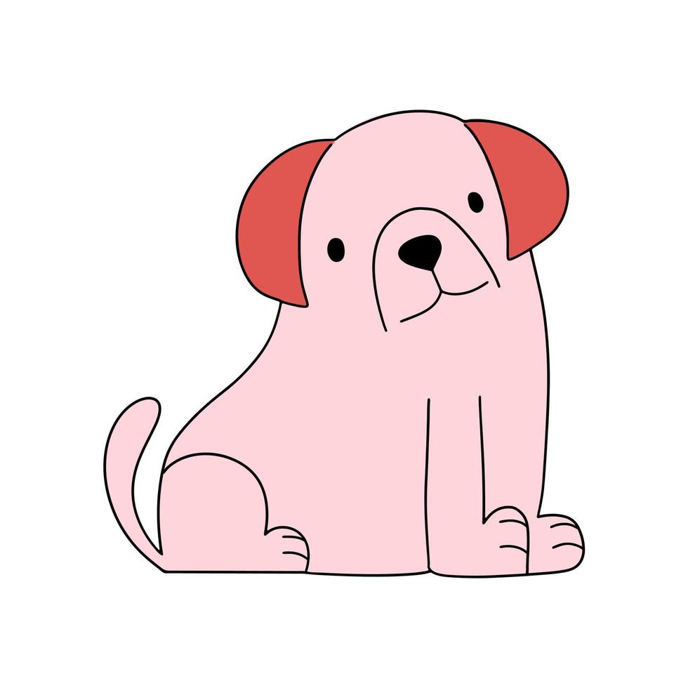 icono de perrito sentado, pegatina. ilustración vectorial en estilo garabato vector
