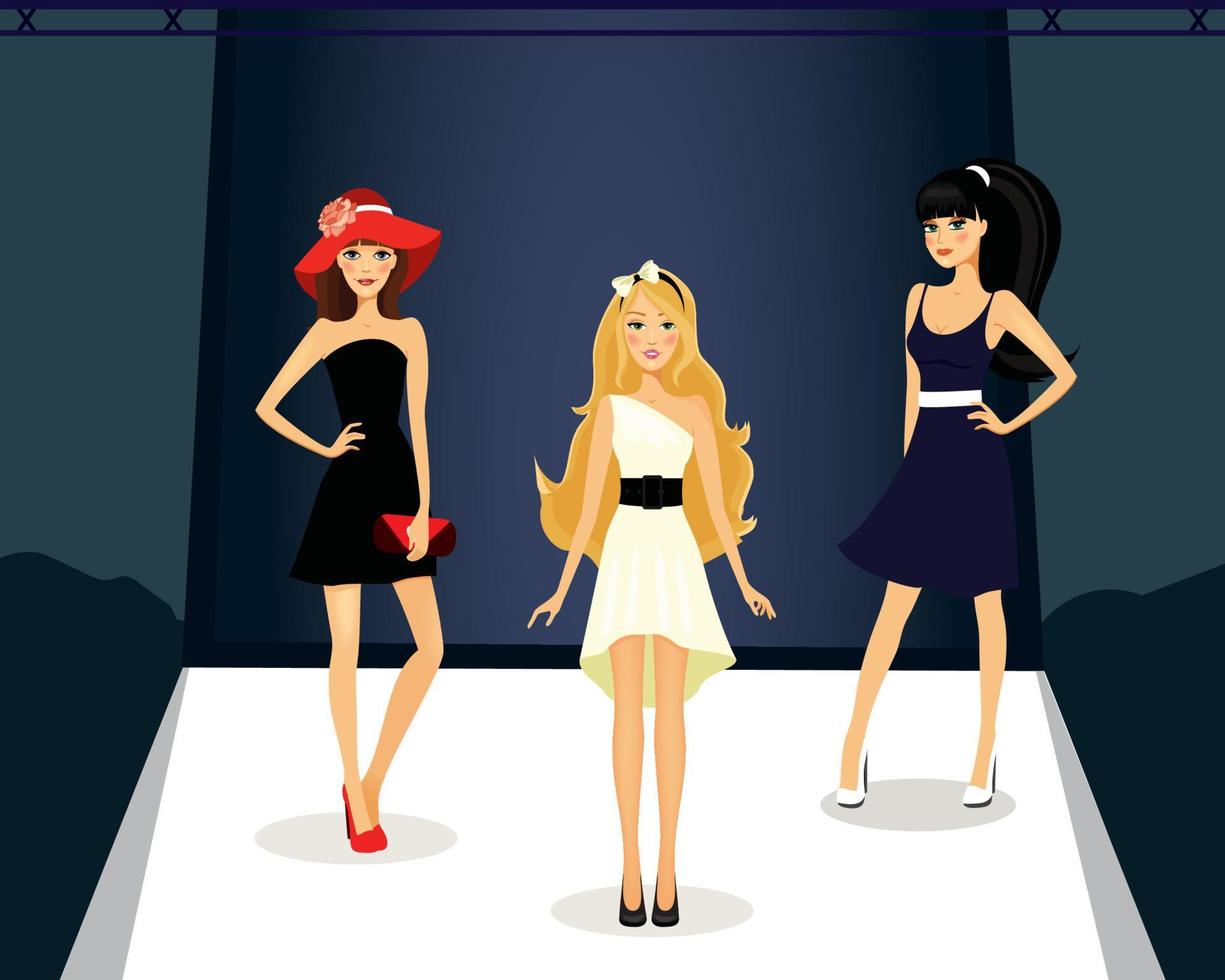 three runway models vector