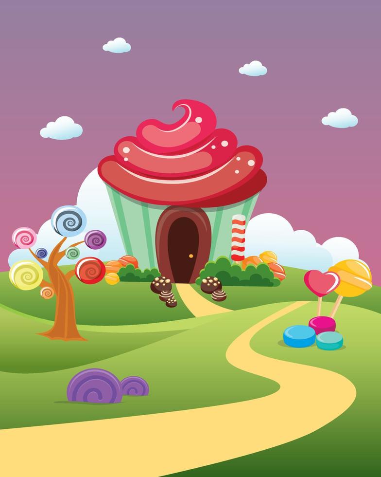 cute candy house vector