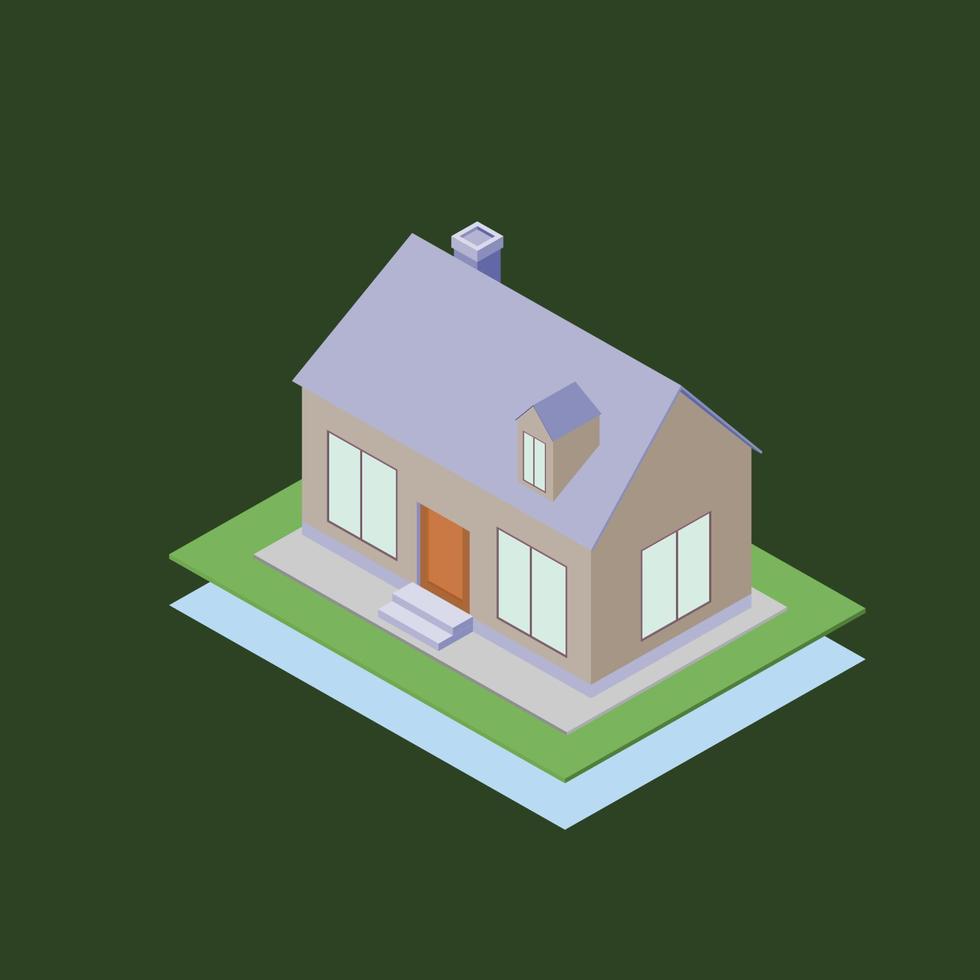 single isometric house vector