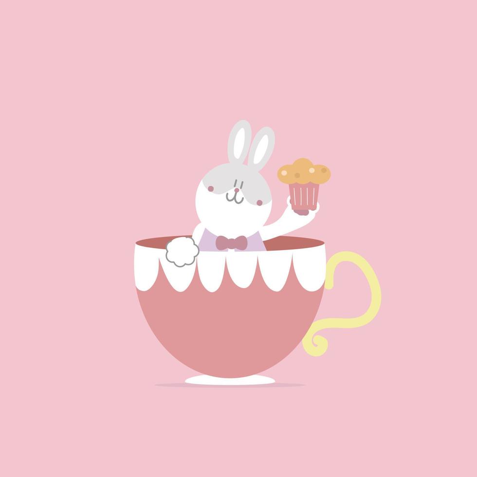 conejo mascota animal, día de san valentín, pascua feliz, personaje de dibujos animados de ilustración vectorial plana vector