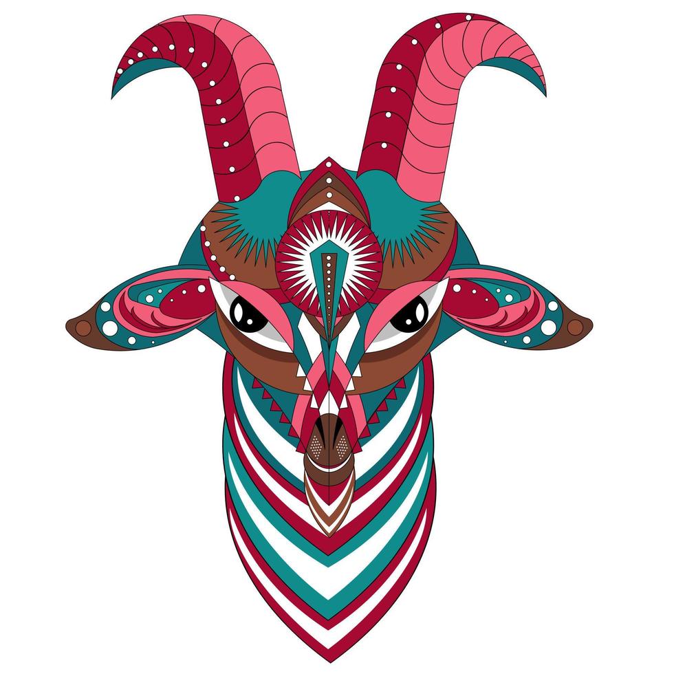 Vector image of a goat's head made of geometric shapes. Cartoon. EPS 10