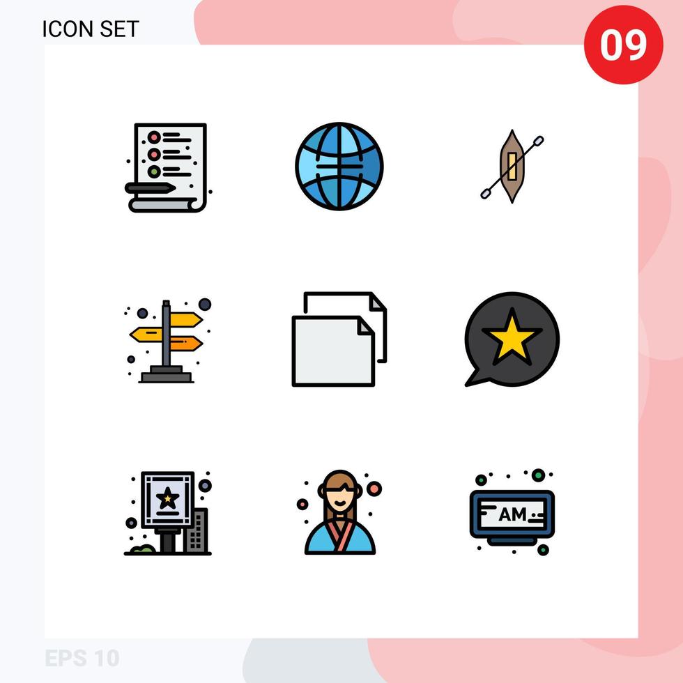 9 Creative Icons Modern Signs and Symbols of favorite landscape kayak document directions Editable Vector Design Elements