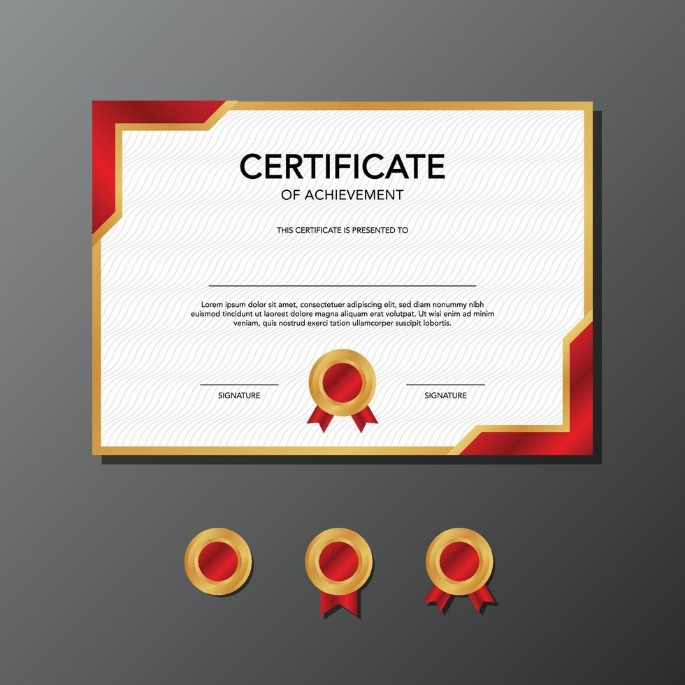 elegant gold and red certificate of achievement template vector