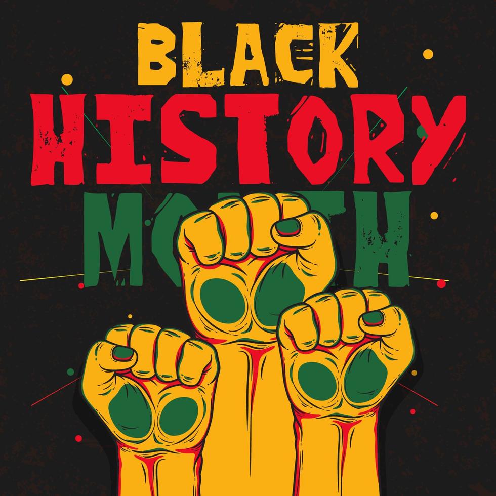 Black history month banner and poster with hand raised up vector free