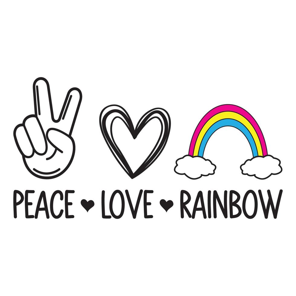 Peace Love And Rainbow Vector Sublimation For Tshirt Sticker Mug Pillow