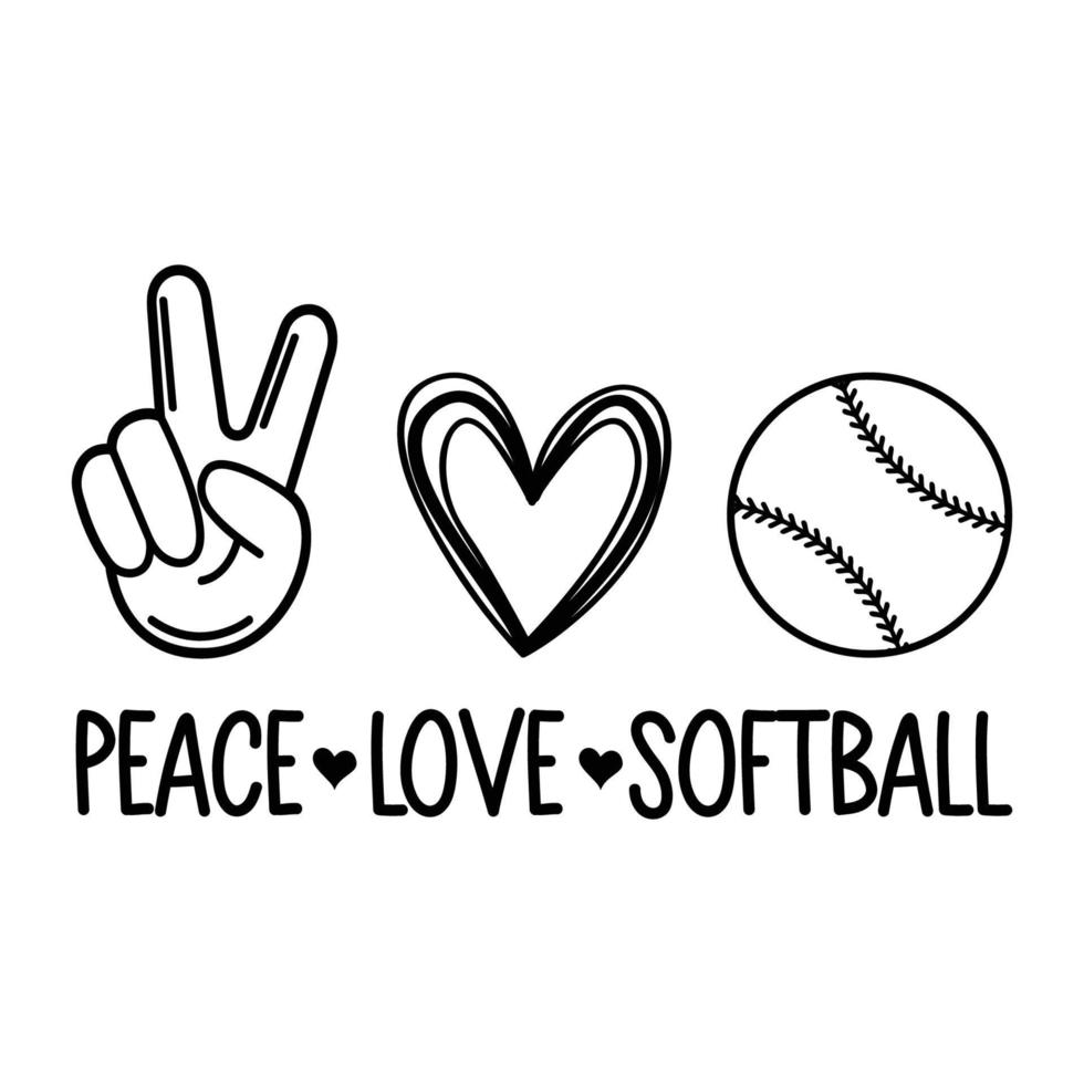 Peace Love And Softball Vector Sublimation For Tshirt Sticker Mug Pillow