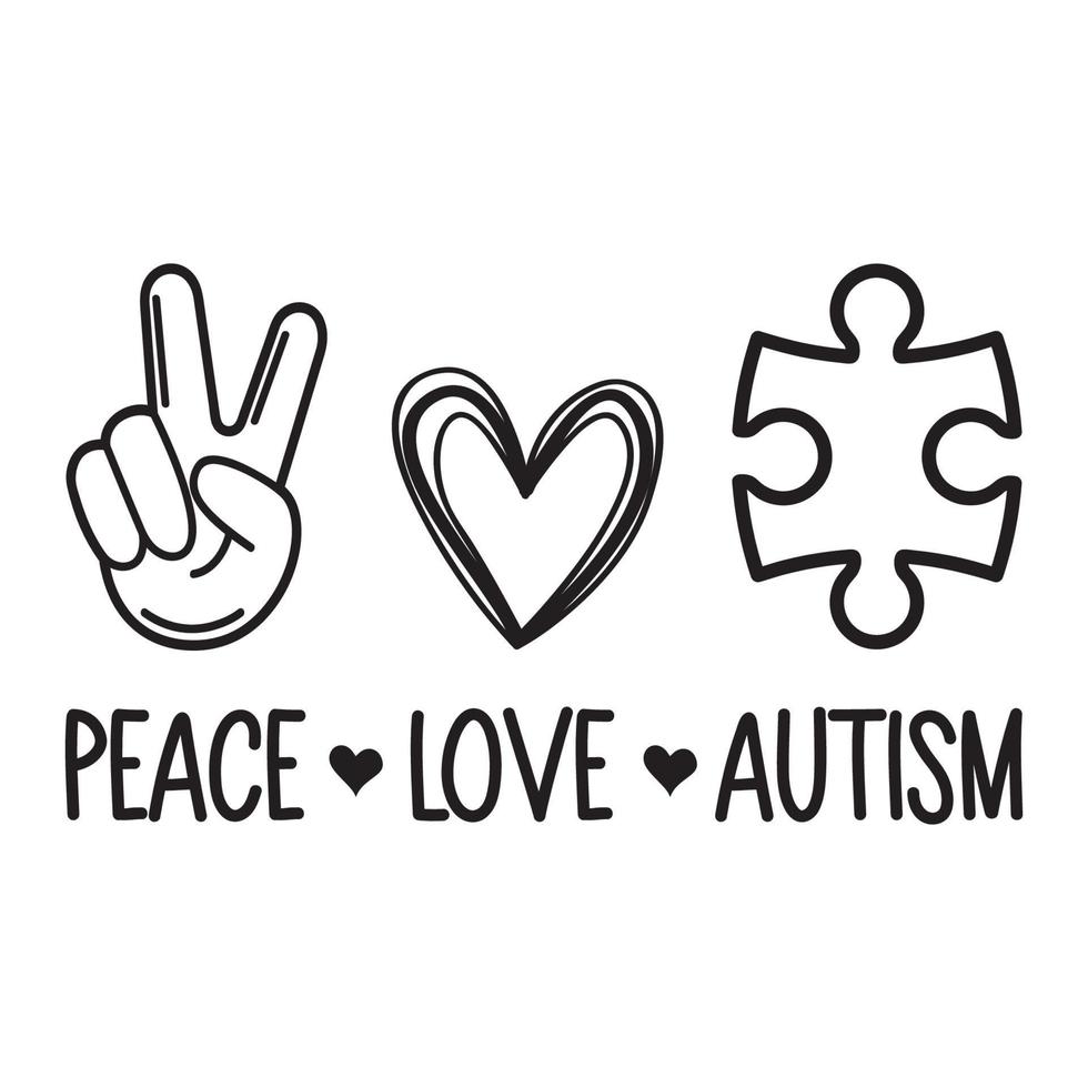 Peace Love And Autism Vector Sublimation For Tshirt Sticker Mug Pillow