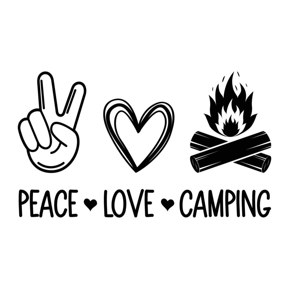 paz amor y sublimación de vector de camping para camiseta pegatina taza almohada