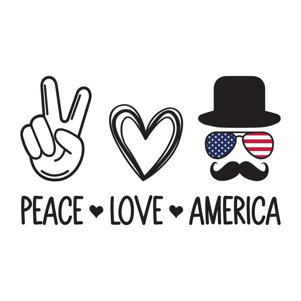Peace Love And America Vector Sublimation For Tshirt Sticker Mug Pillow