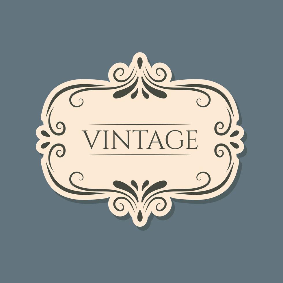 Vector isolated vintage label design with frame, text and lace old ornaments.