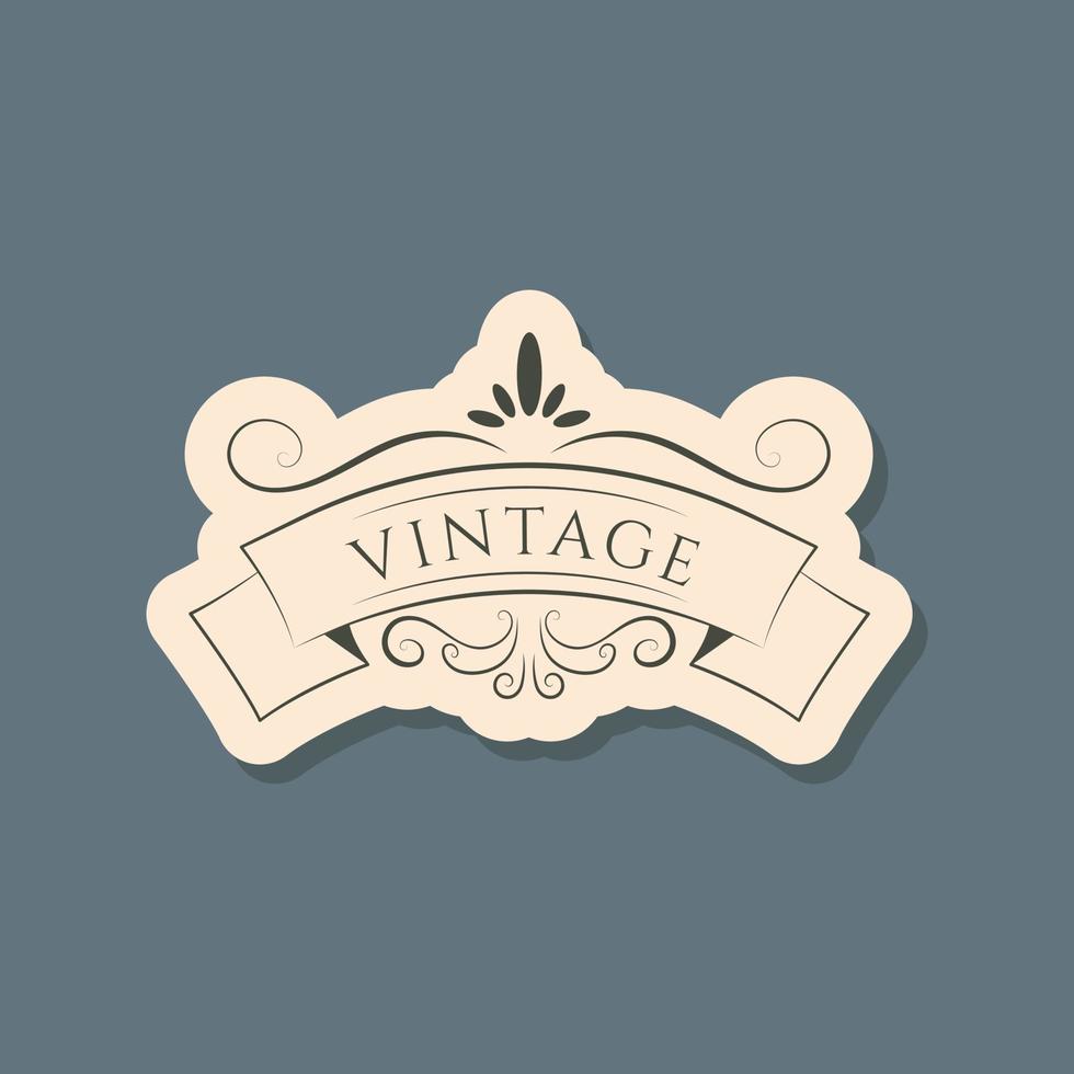 Vector isolated vintage label or banner with text and ornamental frame.