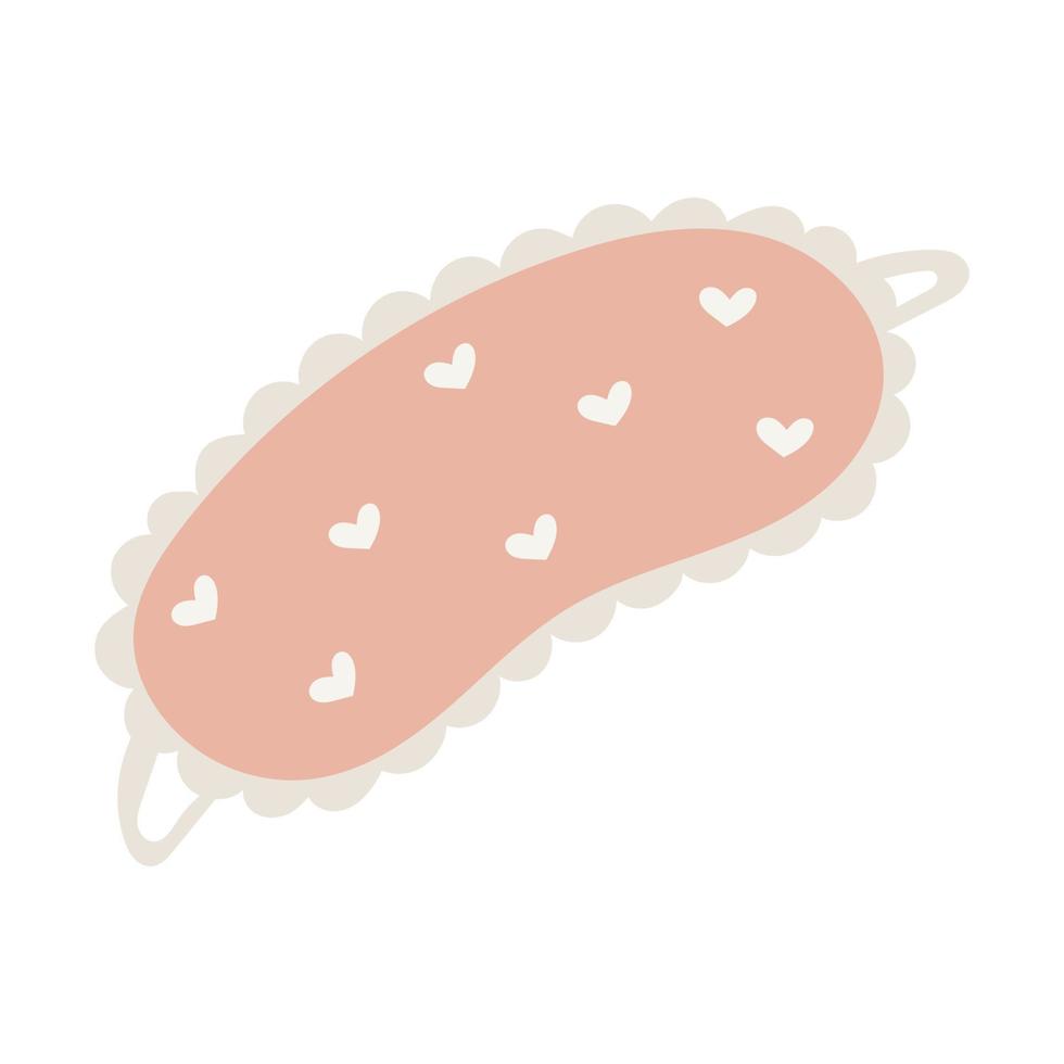 Cute pink women sleep mask with hearts. vector
