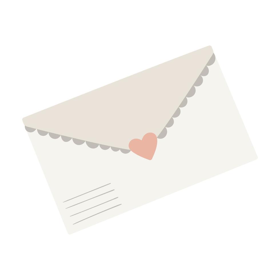 ilustración vectorial aislada de un sobre con una carta de amor o postal y un corazón. vector