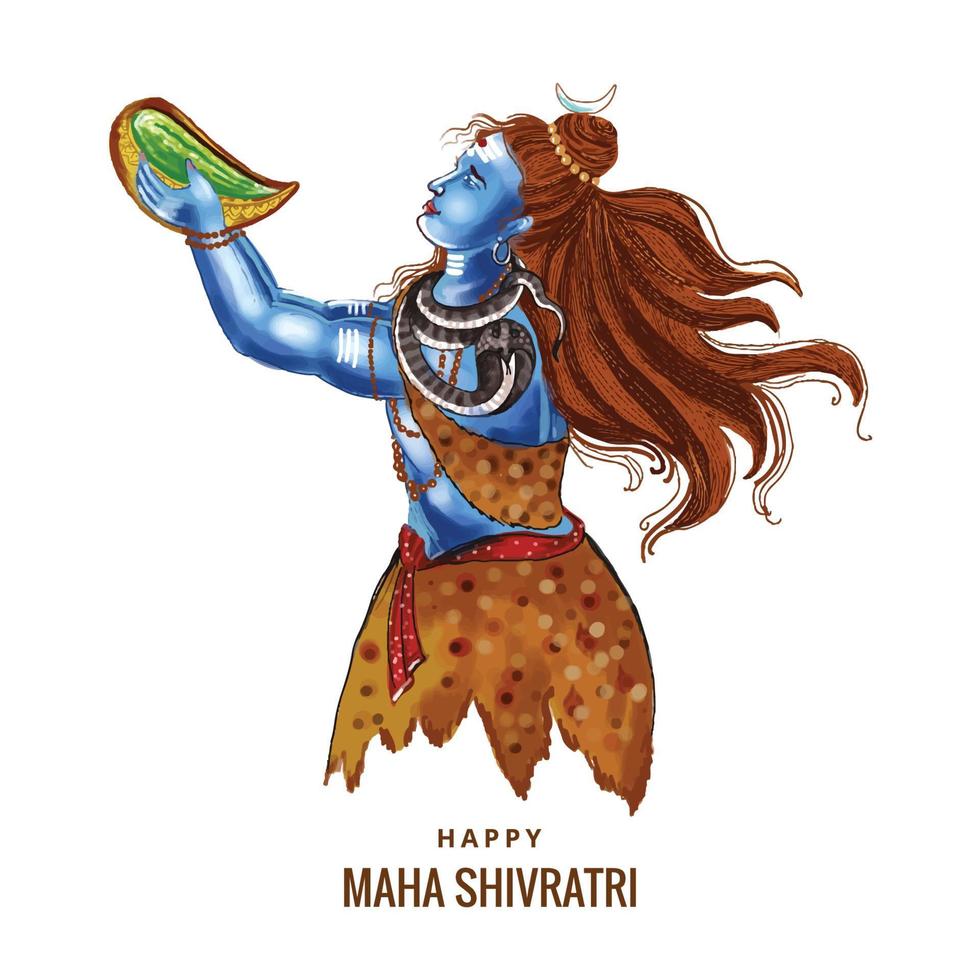 Hindu lord shiva for indian god maha shivratri beautiful card ...