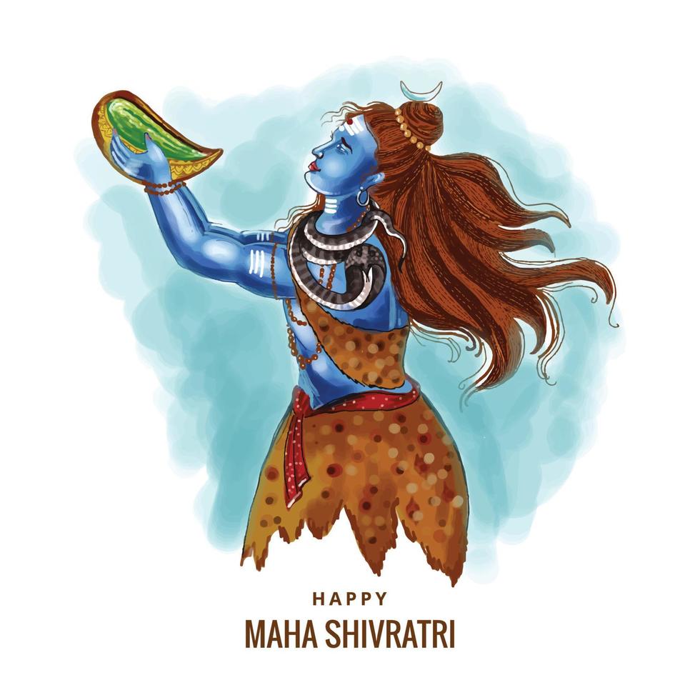 Hindu lord shiva for indian god maha shivratri beautiful card background vector