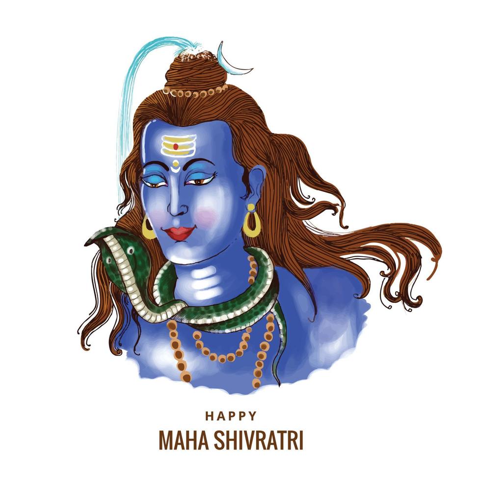 Lord shiva indian god of hindu for maha shivratri card background vector