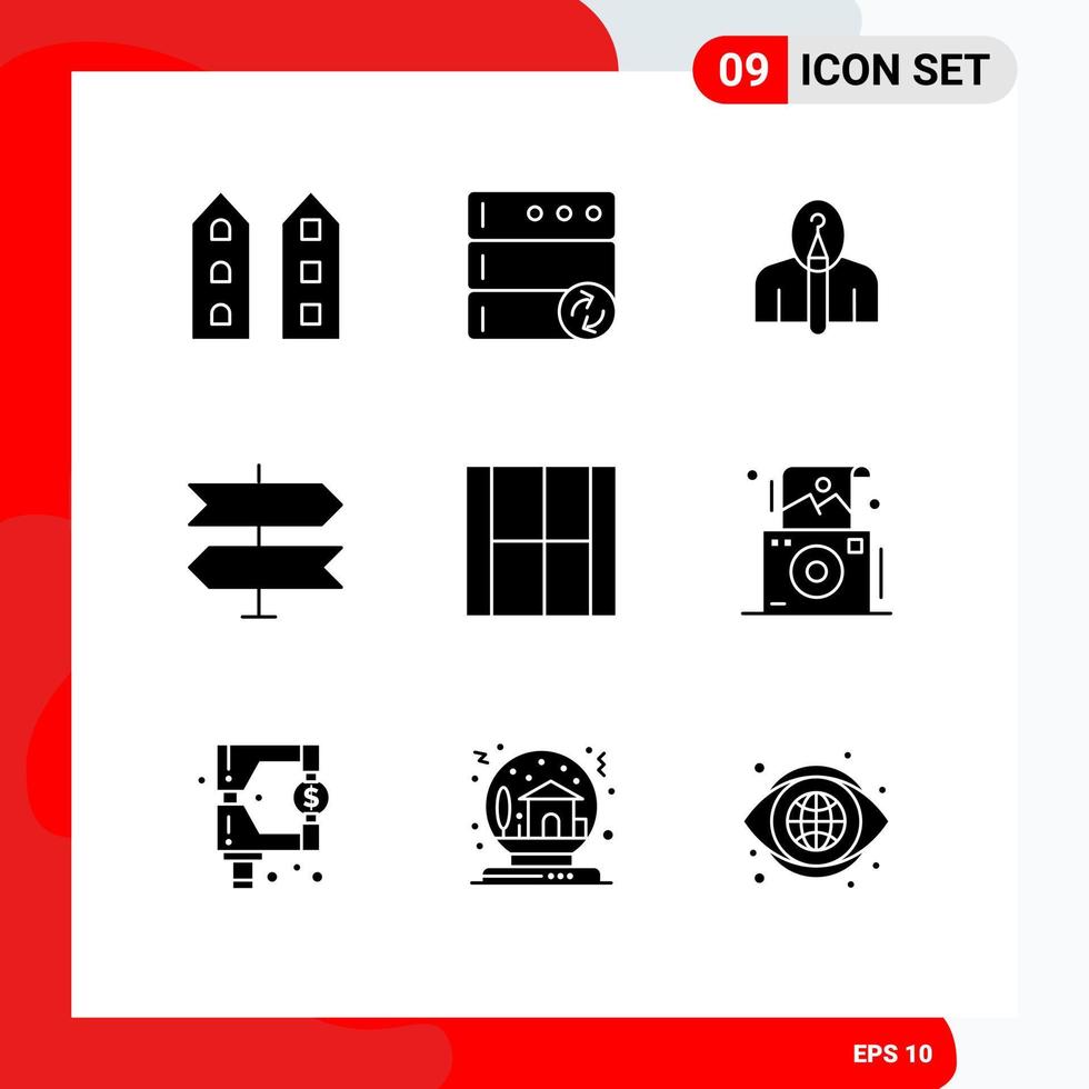 9 Universal Solid Glyphs Set for Web and Mobile Applications design pointer anonymous location creative Editable Vector Design Elements