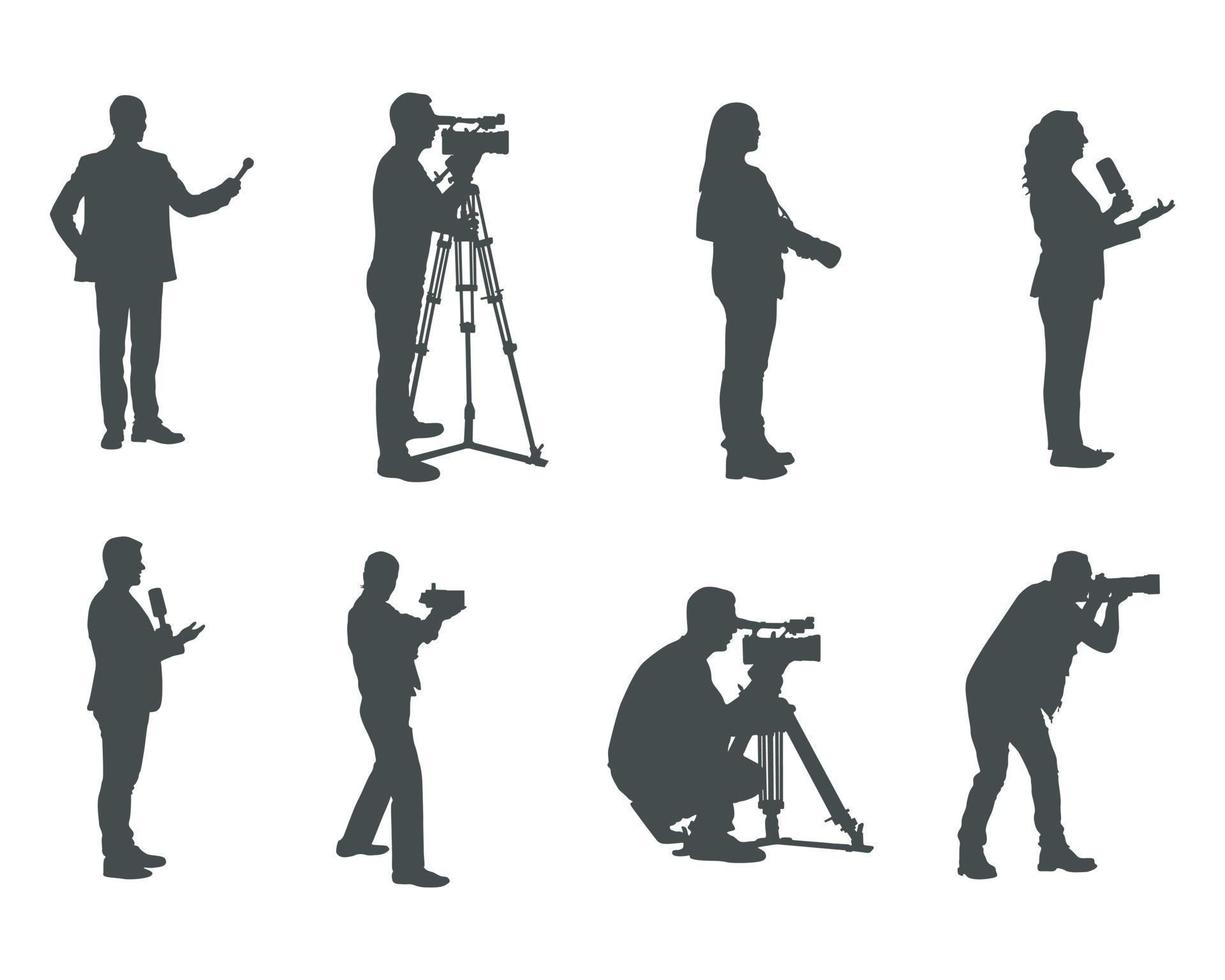 News reporter silhouettes, Journalist silhouettes vector