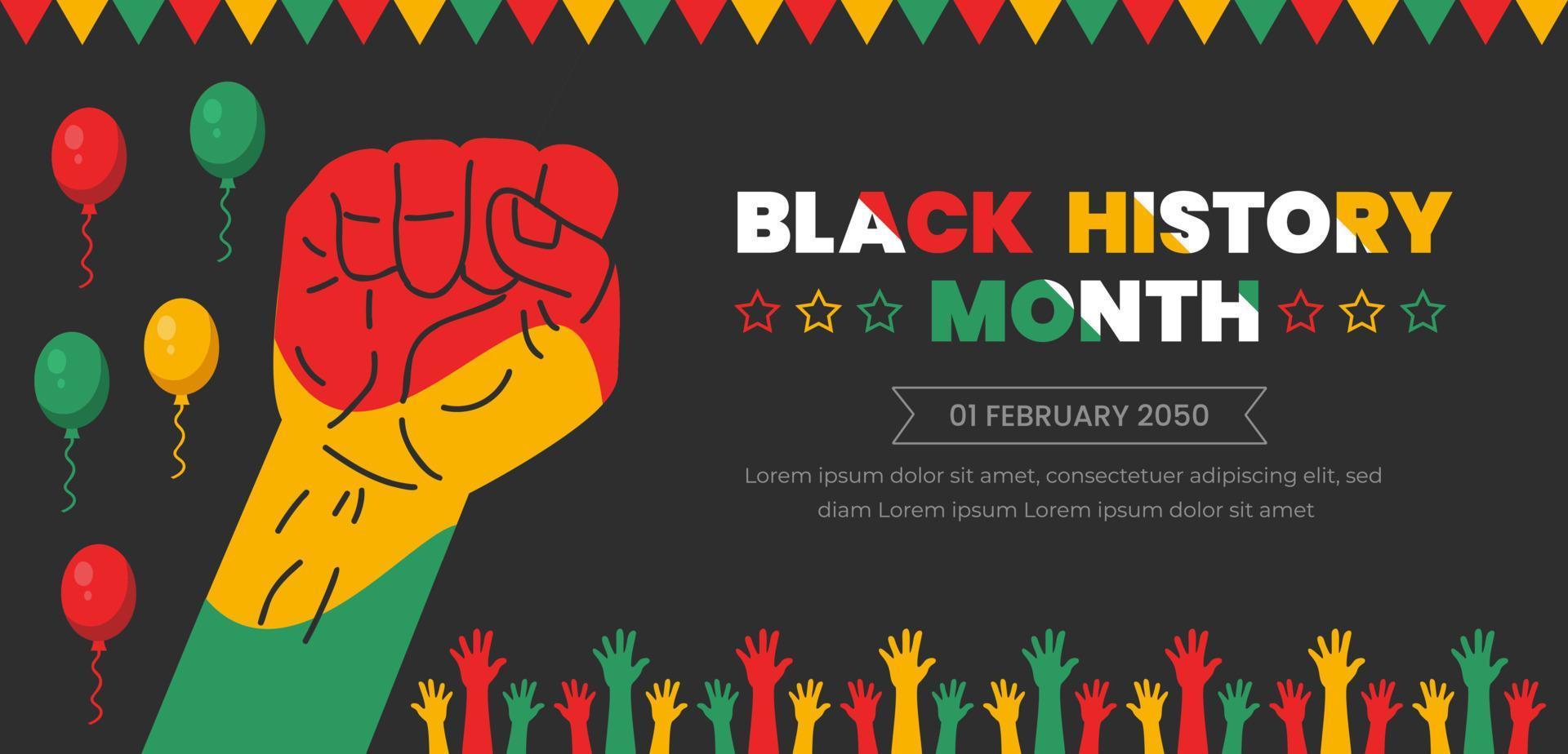 black history month background. black history month hand power background. African American History or Black History Month. Celebrated annually in February in the USA, Canada. vector