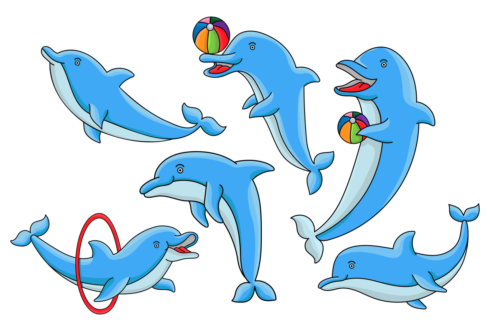 Dolphins with balls. Cute cartoon blue dolphin character play, jump through hoop and draw. Marine animal dolphinarium performance vector set. Dolphin show performance jump hoop illustration 17228115 Vector Art at Vecteezy Dolphins with balls. Cute cartoon blue dolphin character play, jump through hoop and draw. Marine animal dolphinarium performance vector set. Dolphin show performance jump hoop illustration 17228115 Vector Art at Vecteezy