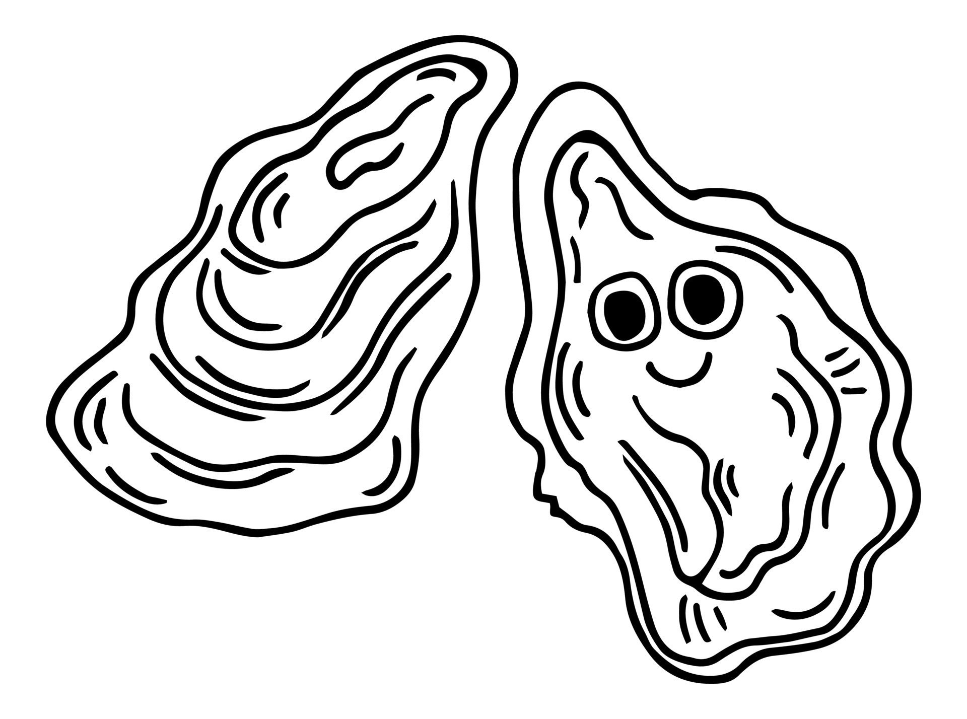Oyster. Outline icon. Seafood. Vector graphic design on white