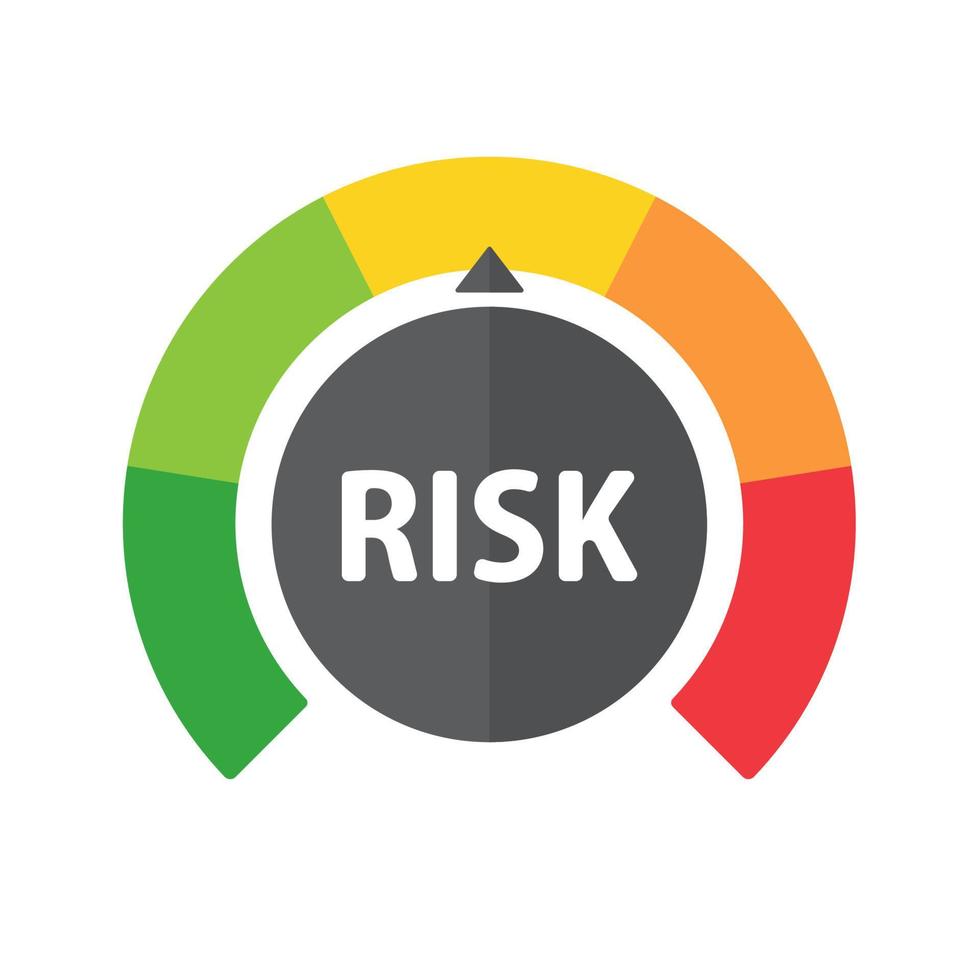 Mileage needle measures the level of business risk. concept of risk management before investing vector