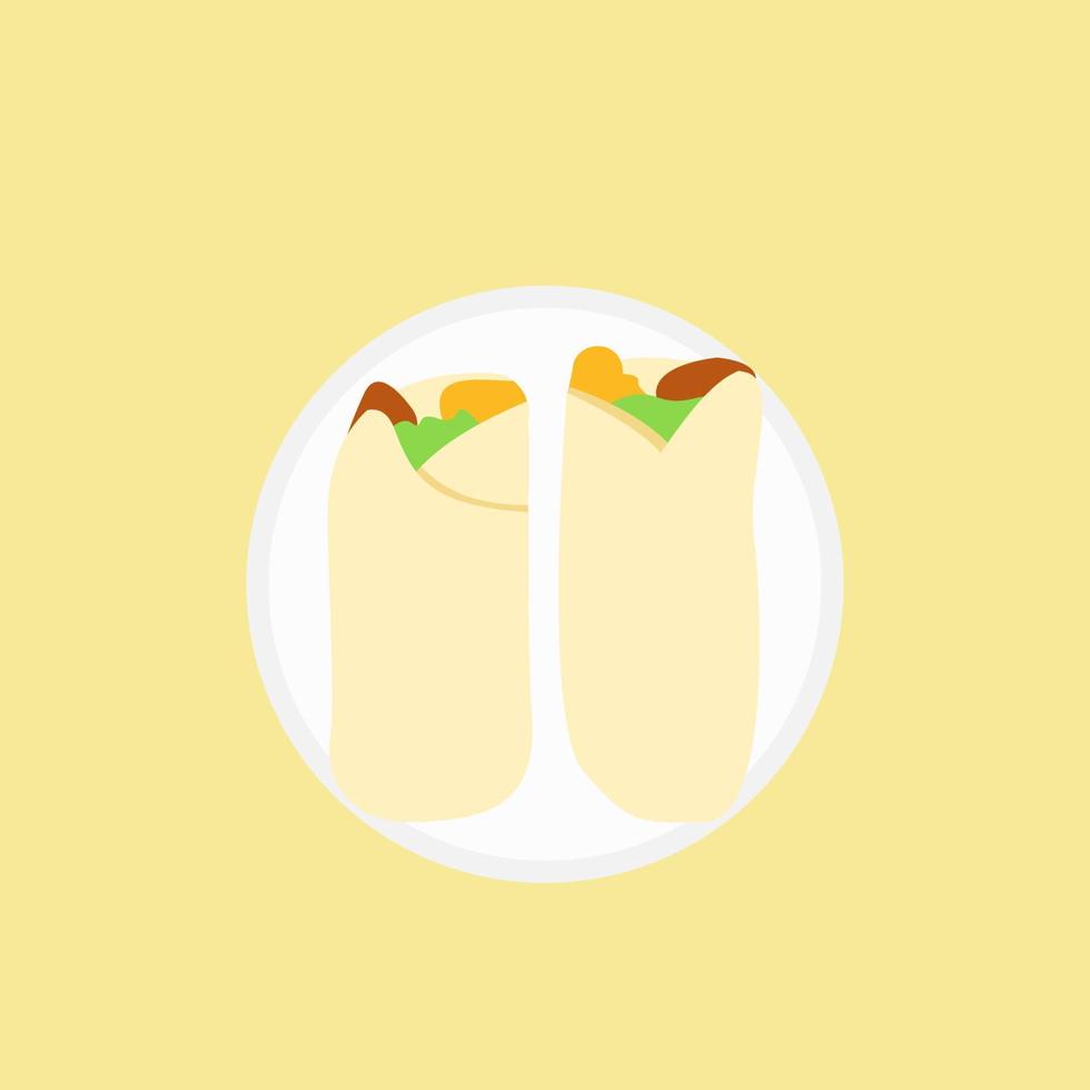 Kathi Roll Indian Food Design vector