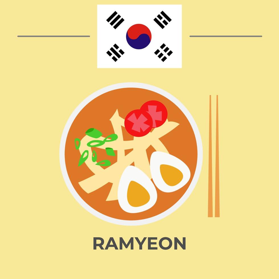 diseño de comida coreana ramyeon vector