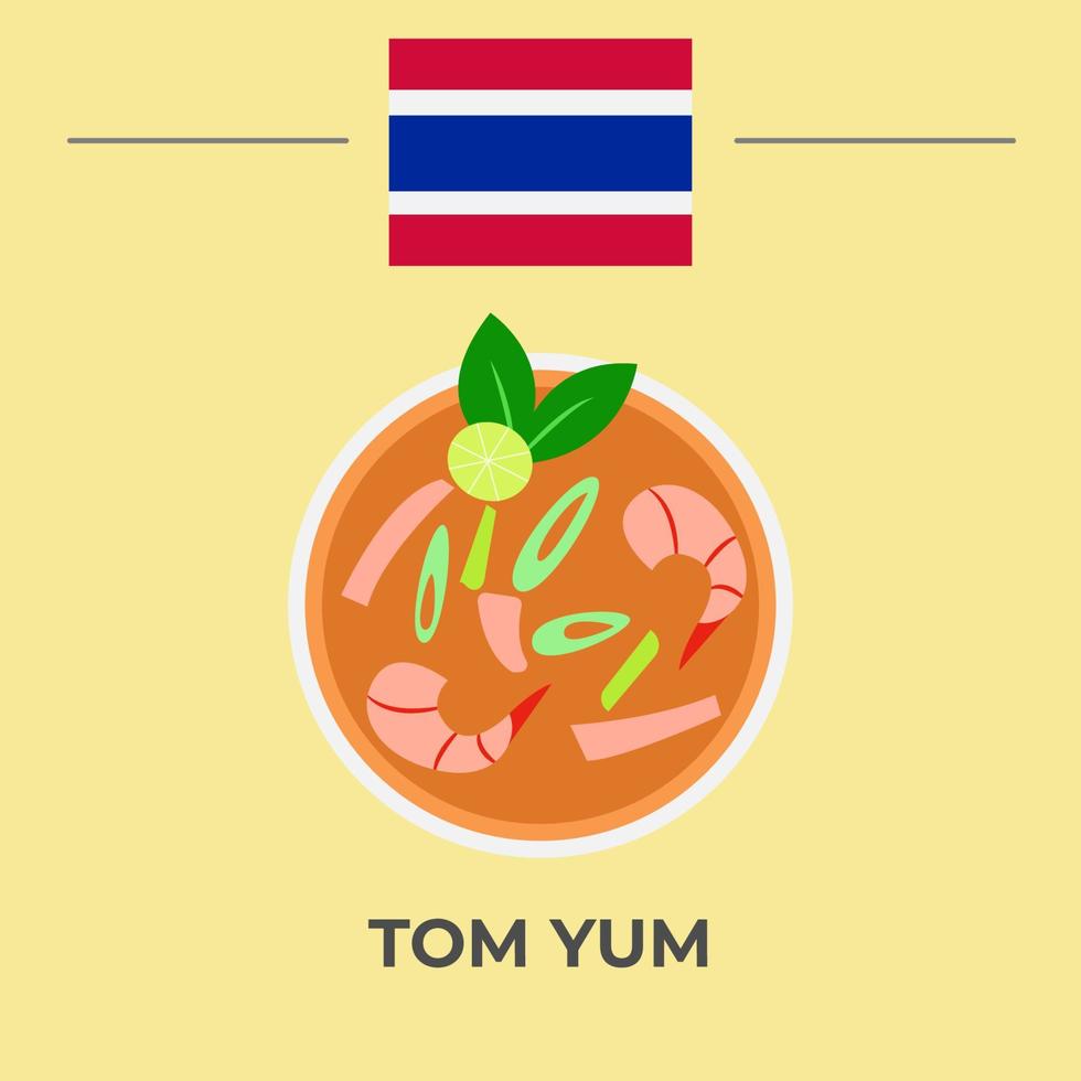 diseño de comida tailandesa tom yum vector