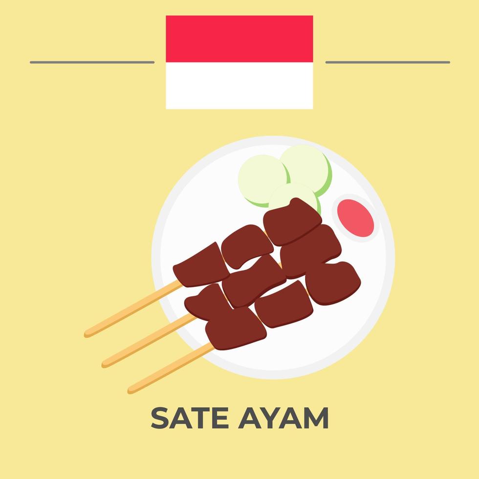 Sate Ayam Indonesian Food Design vector