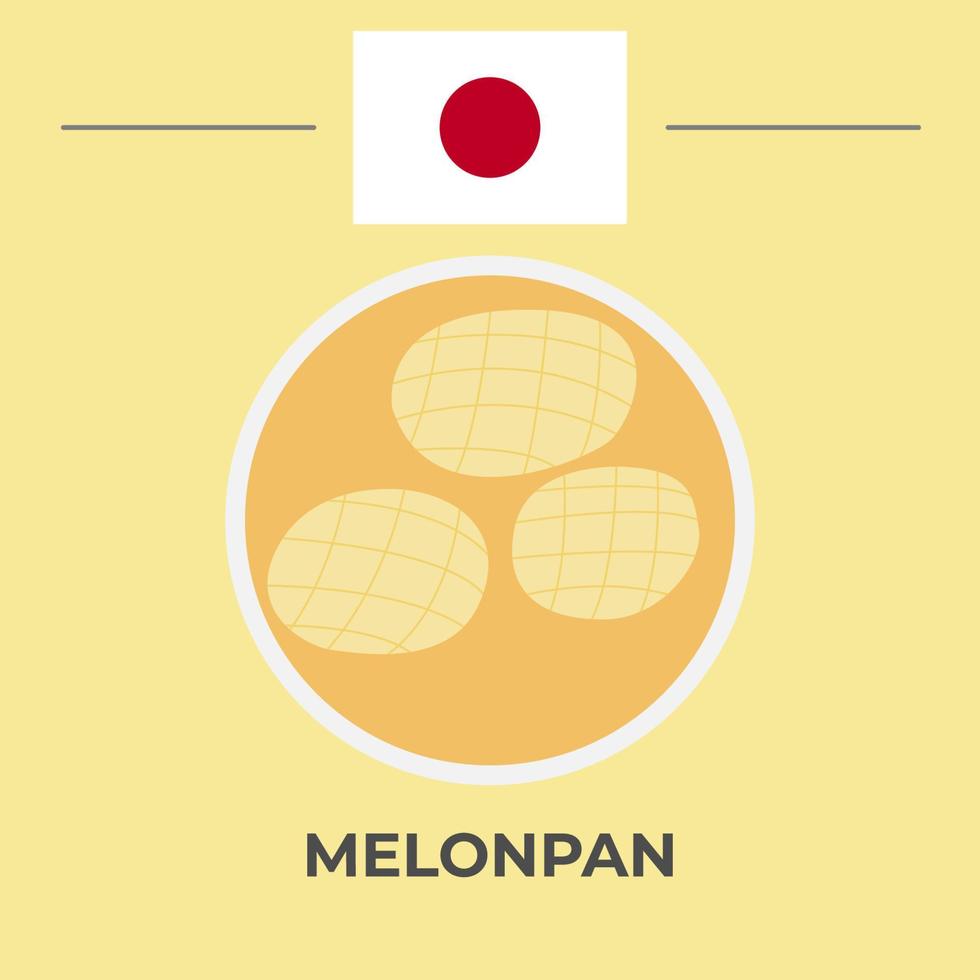 Melonpan Japanese Food Design vector