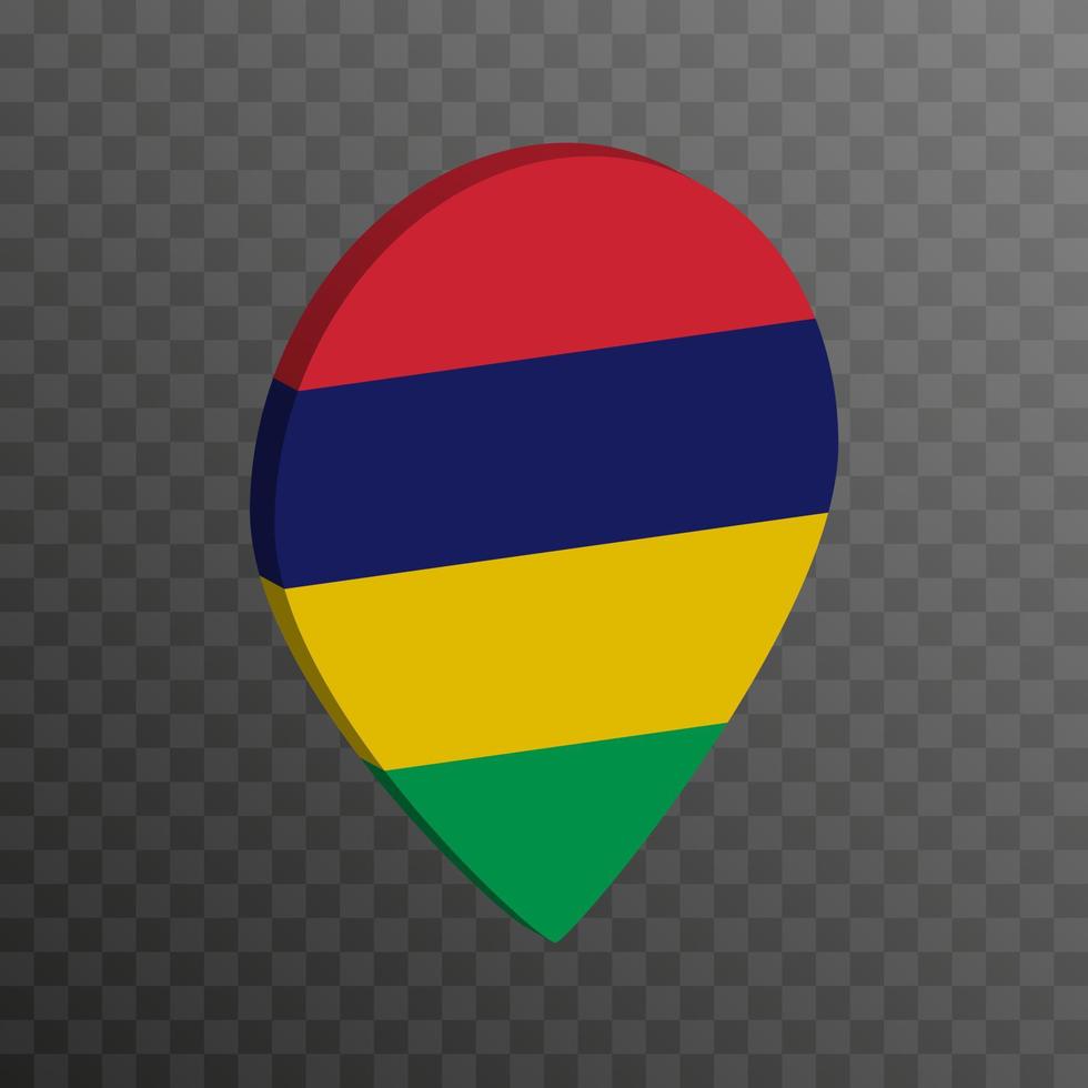 Map pointer with Mauritius flag. Vector illustration.