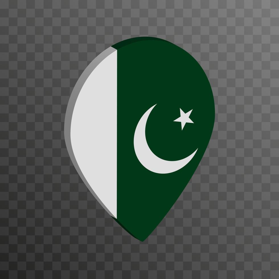 Map pointer with Pakistan flag. Vector illustration.