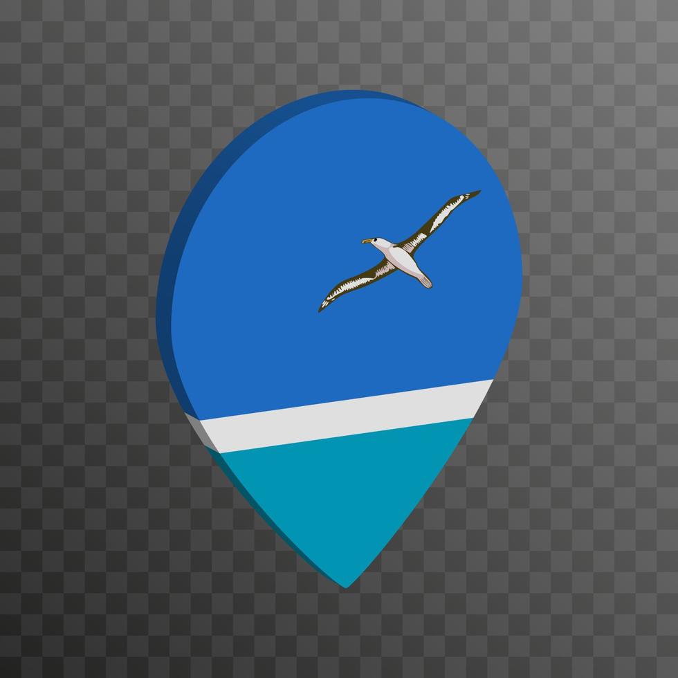 Map pointer with Midway Atoll flag. Vector illustration.