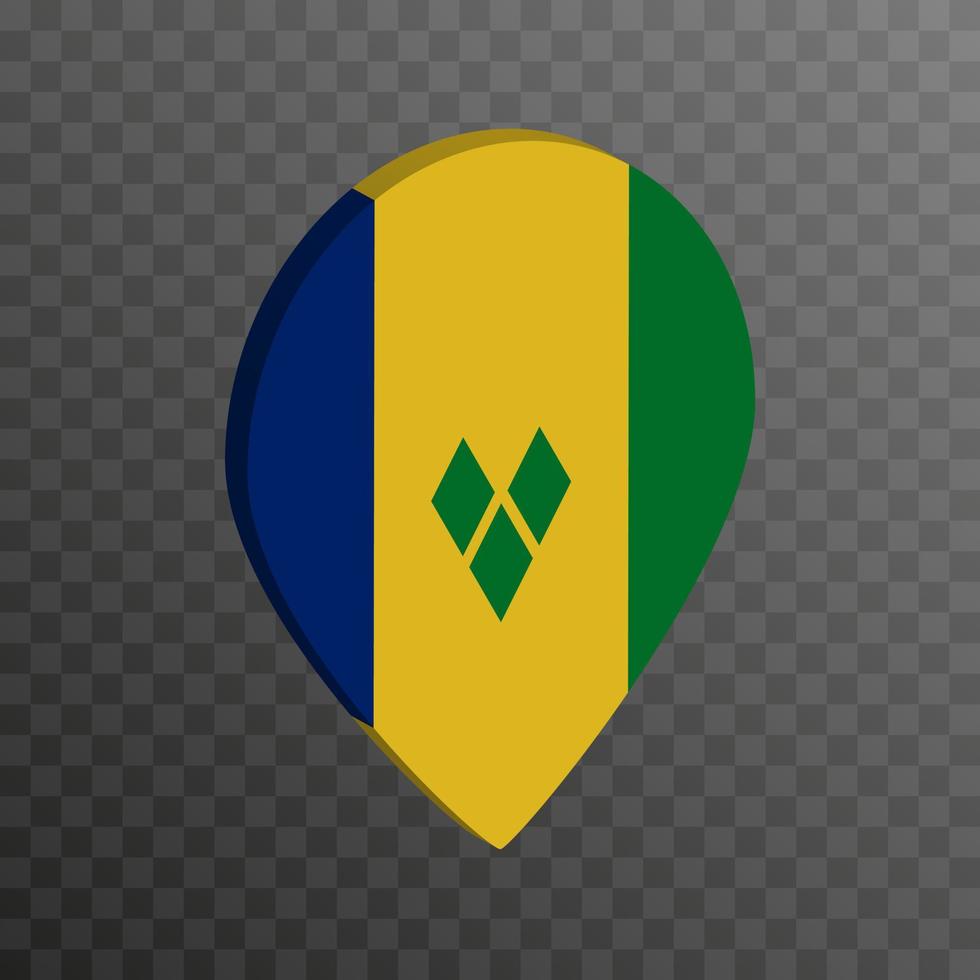 Map pointer with Saint Vincent and the Grenadines flag. Vector illustration.