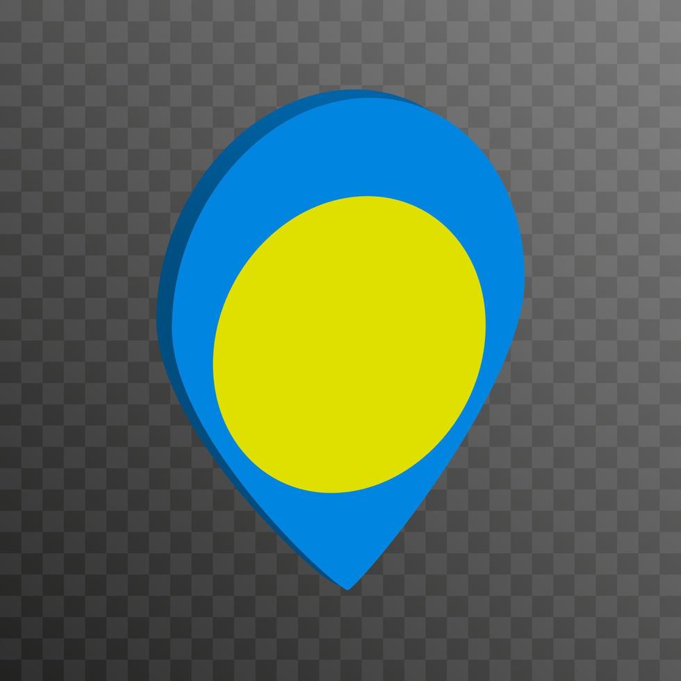 Map pointer with Palau flag. Vector illustration.