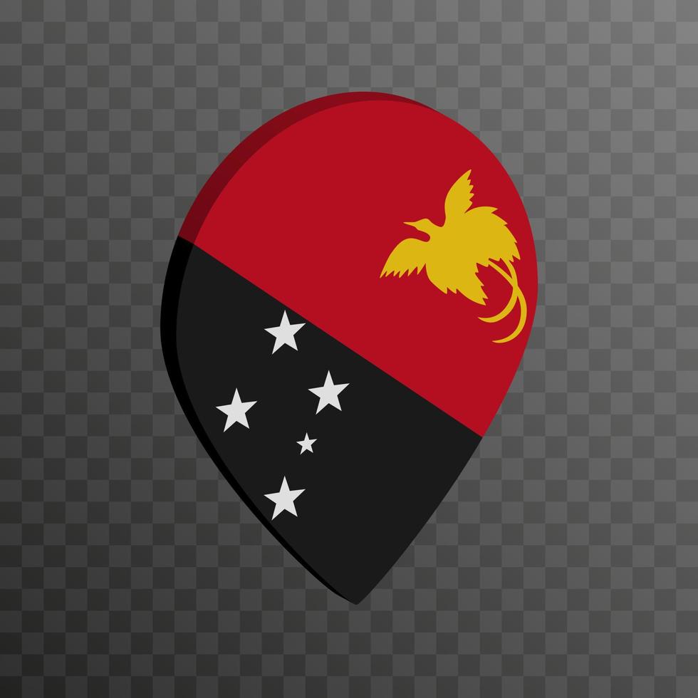 Map pointer with Papua New Guinea flag. Vector illustration.