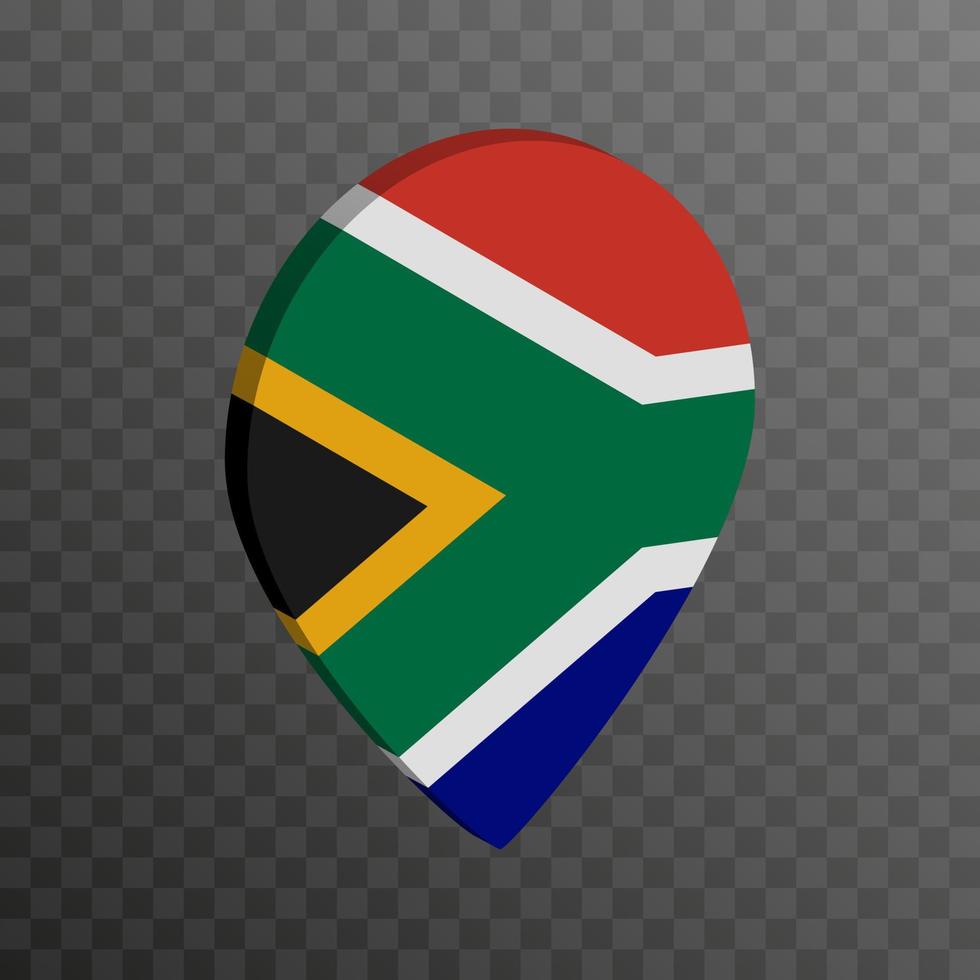 Map pointer with South Africa flag. Vector illustration.