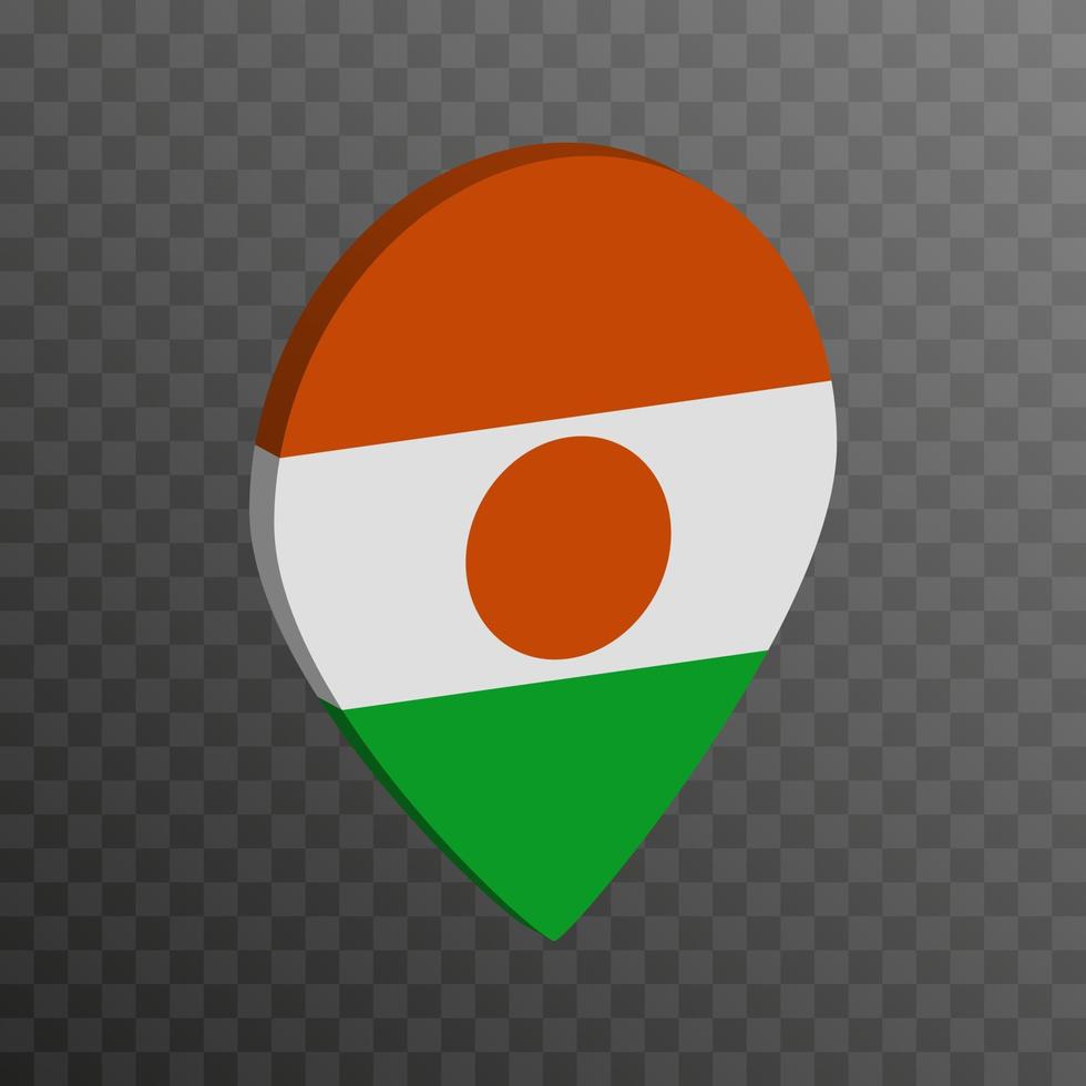 Map pointer with Niger flag. Vector illustration.