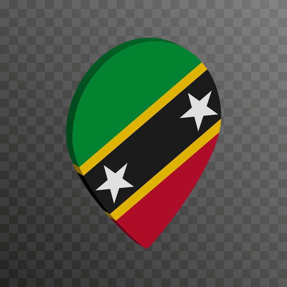 Map pointer with Saint Kitts and Nevis flag. Vector illustration.